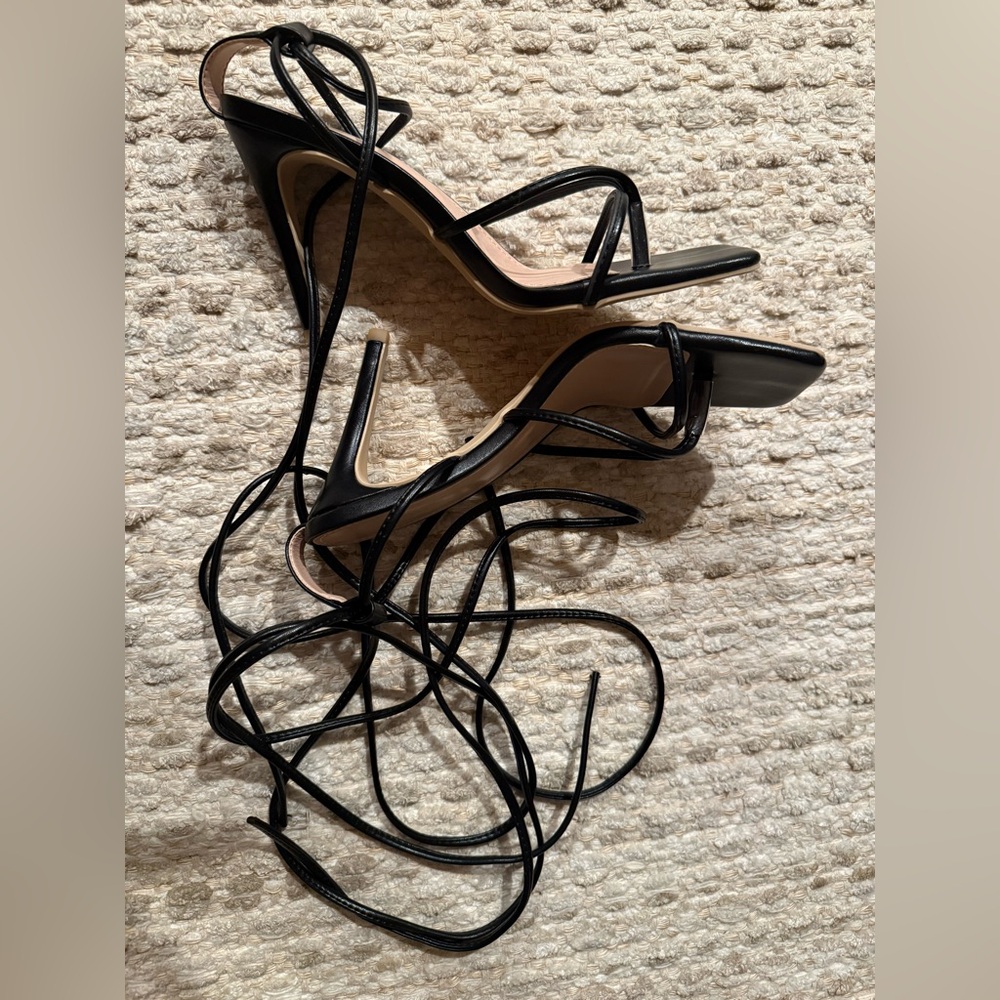 Reformation Black Strappy Heels